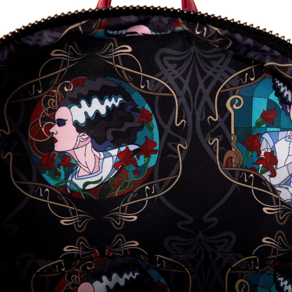 Loungefly Universal Monsters Bride of Frankenstein Stained Glass Mini-Backpack Hard Tag