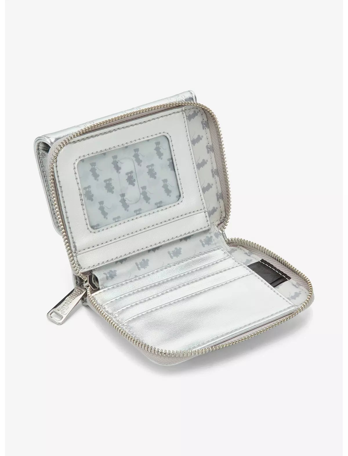 Loungefly Disney Mickey & Minnie Silver Metallic Zip Wallet Hard Tag — BoxLunch Exclusive