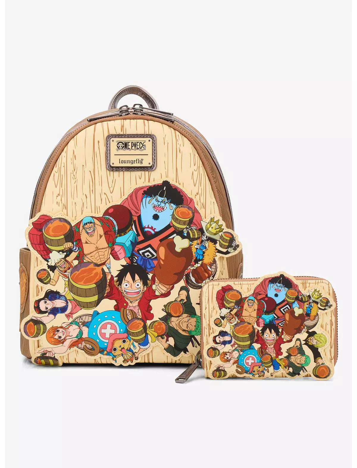 Loungefly Anime One Piece Group Portrait Wood Grain Mini Backpack Hard Tag - BoxLunch Exclusive