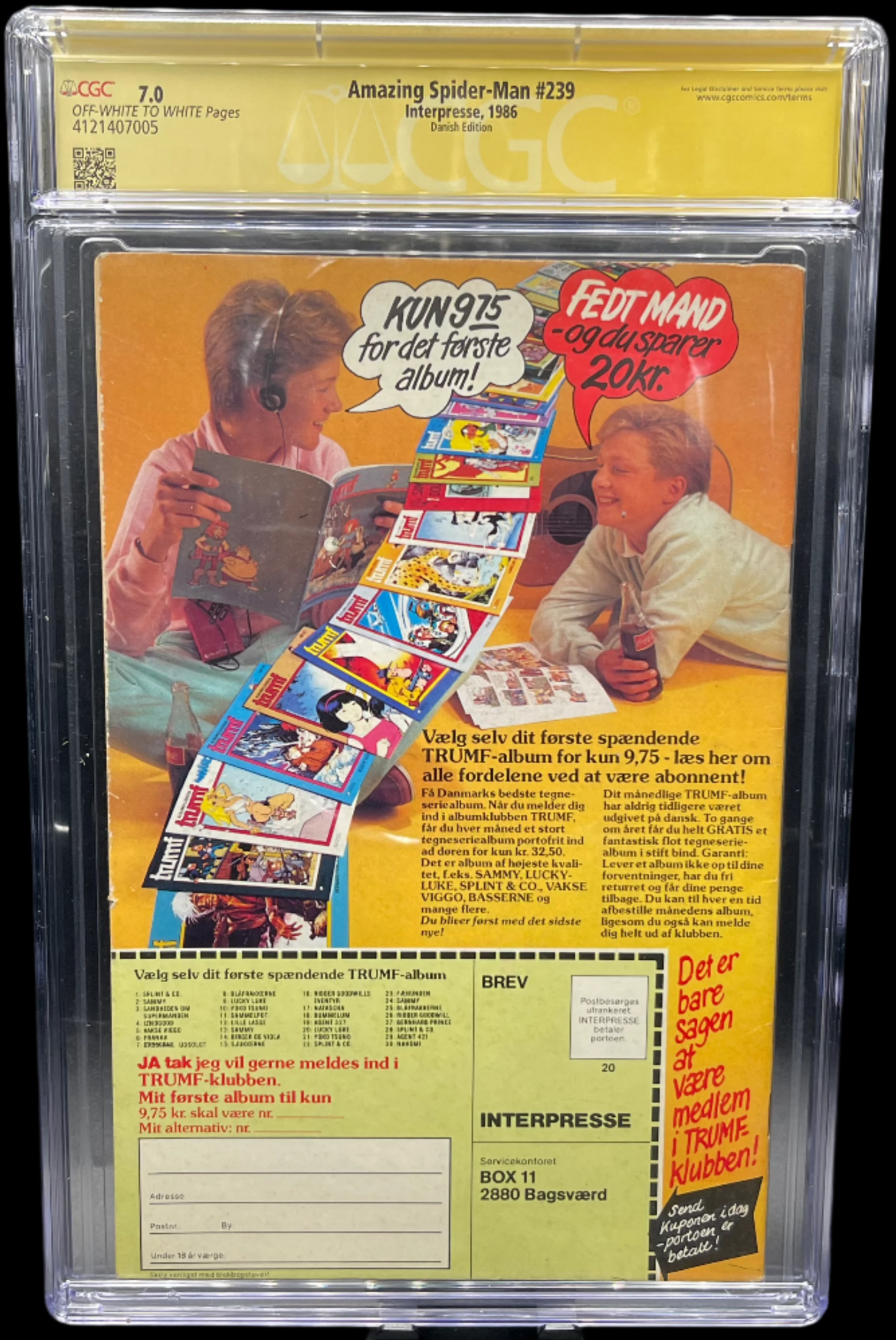 Amazing Spider-Man Vol. 1 #239B 1983 CGC 7.0 Signature Series Romita Jr. Danish Foreign Edition Marvel Comics