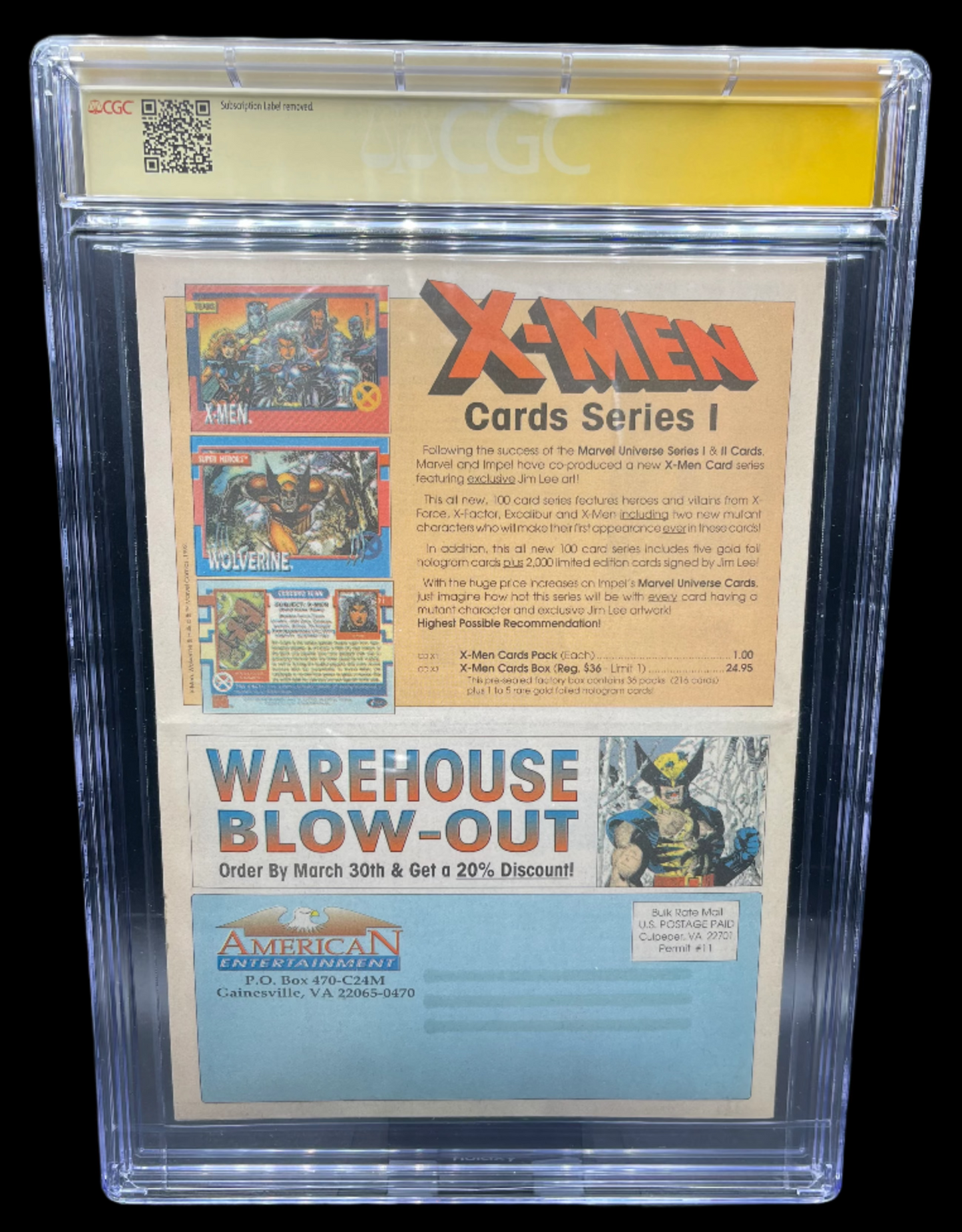 American Entertainment Catalog #24 X-Men Mutant Genesis CGC 7.0 Signature Series Rare AEM Signed Jim Lee