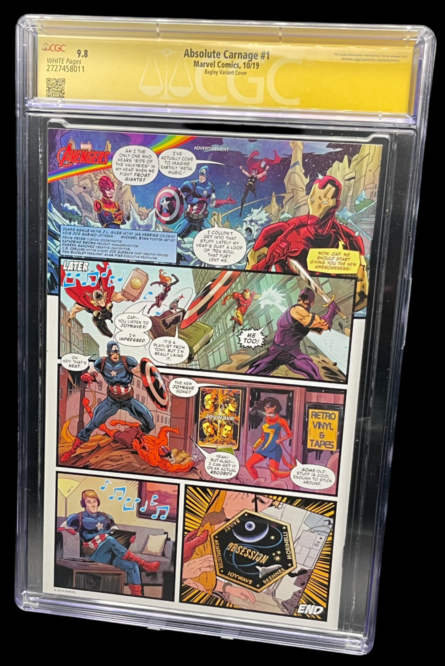 Absolute Carnage #1J 2019 CGC 9.8 Signature Series Stegman Incentive 1:100 Mark Bagley Hidden Gem Variant Cover Marvel Comics