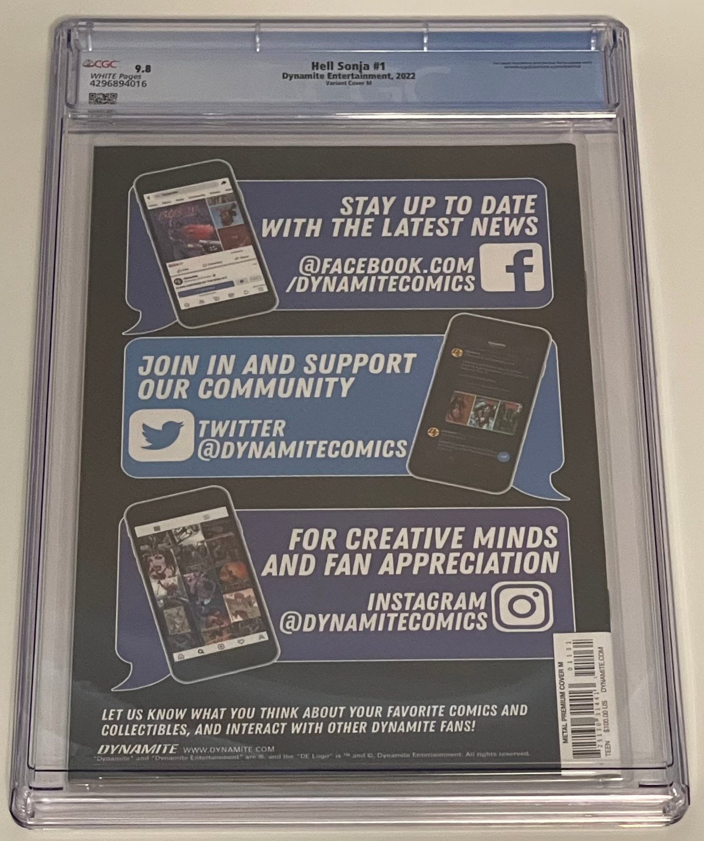 Hell Sonja #1M 2022 CGC 9.8 Universal Virgin Metal Dynamite Entertainment Indie