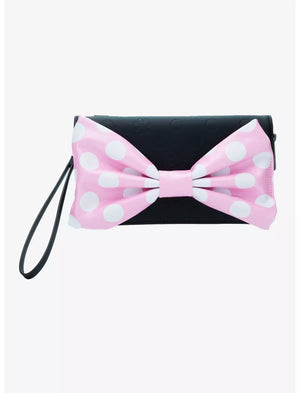 Loungefly Disney Minnie Mouse Pink Flower Polka Dot Crossbody Bag Soft Tag