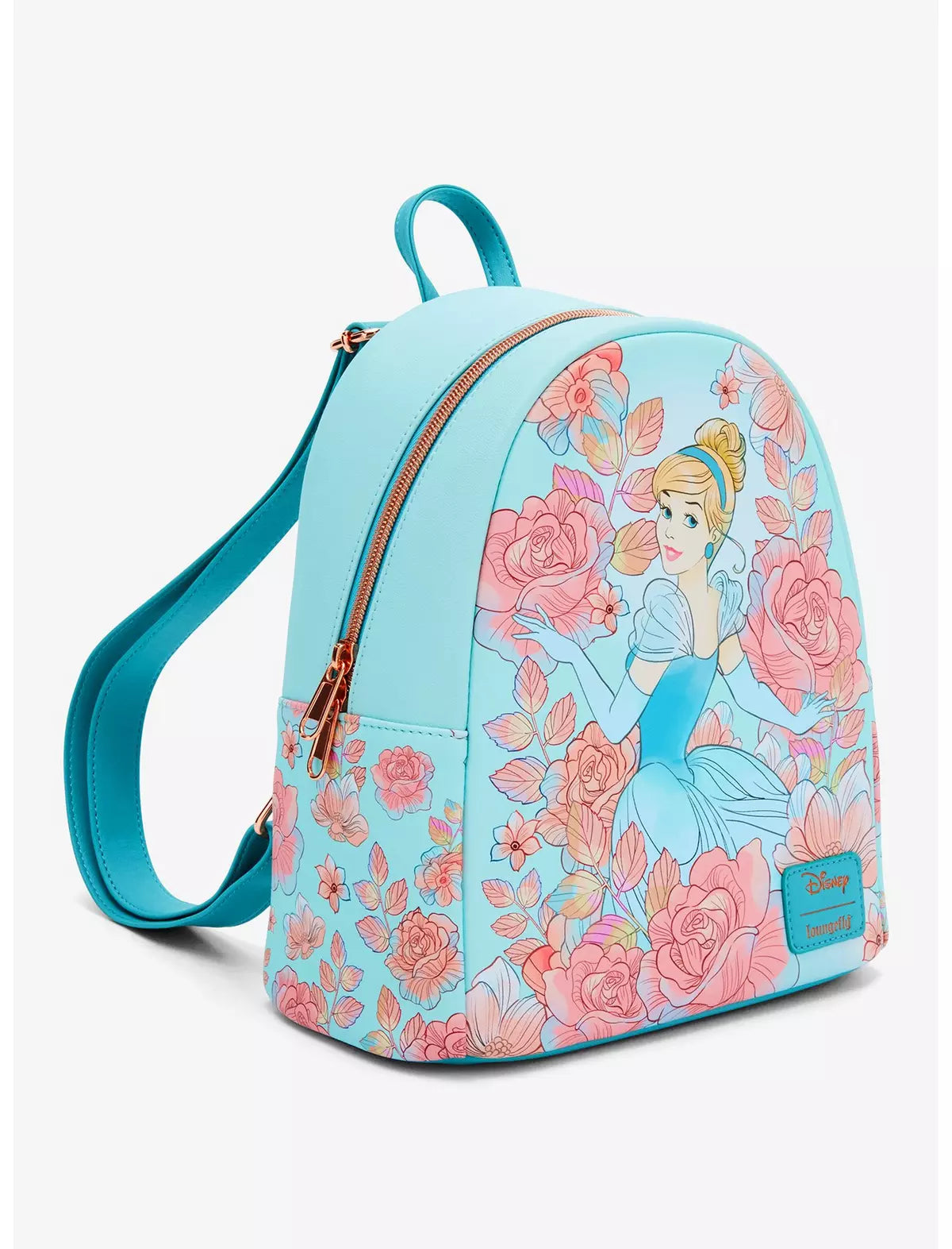Loungefly Disney Cinderella Pink Flowers Mini Backpack Soft Tag