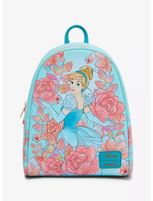Loungefly Disney Cinderella Pink Flowers Mini Backpack Soft Tag
