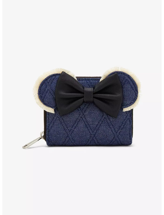 Loungefly Disney Minnie Mouse Denim Quilted Wallet Hard Tag — BoxLunch Exclusive