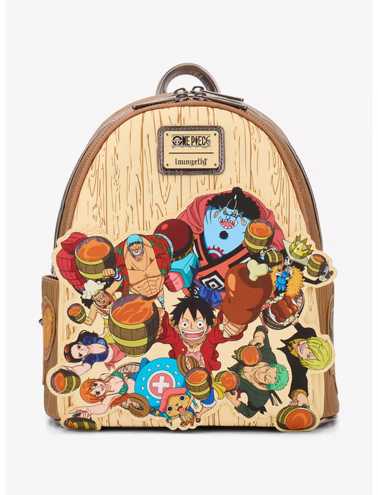 Loungefly Anime One Piece Group Portrait Wood Grain Mini Backpack Hard Tag - BoxLunch Exclusive