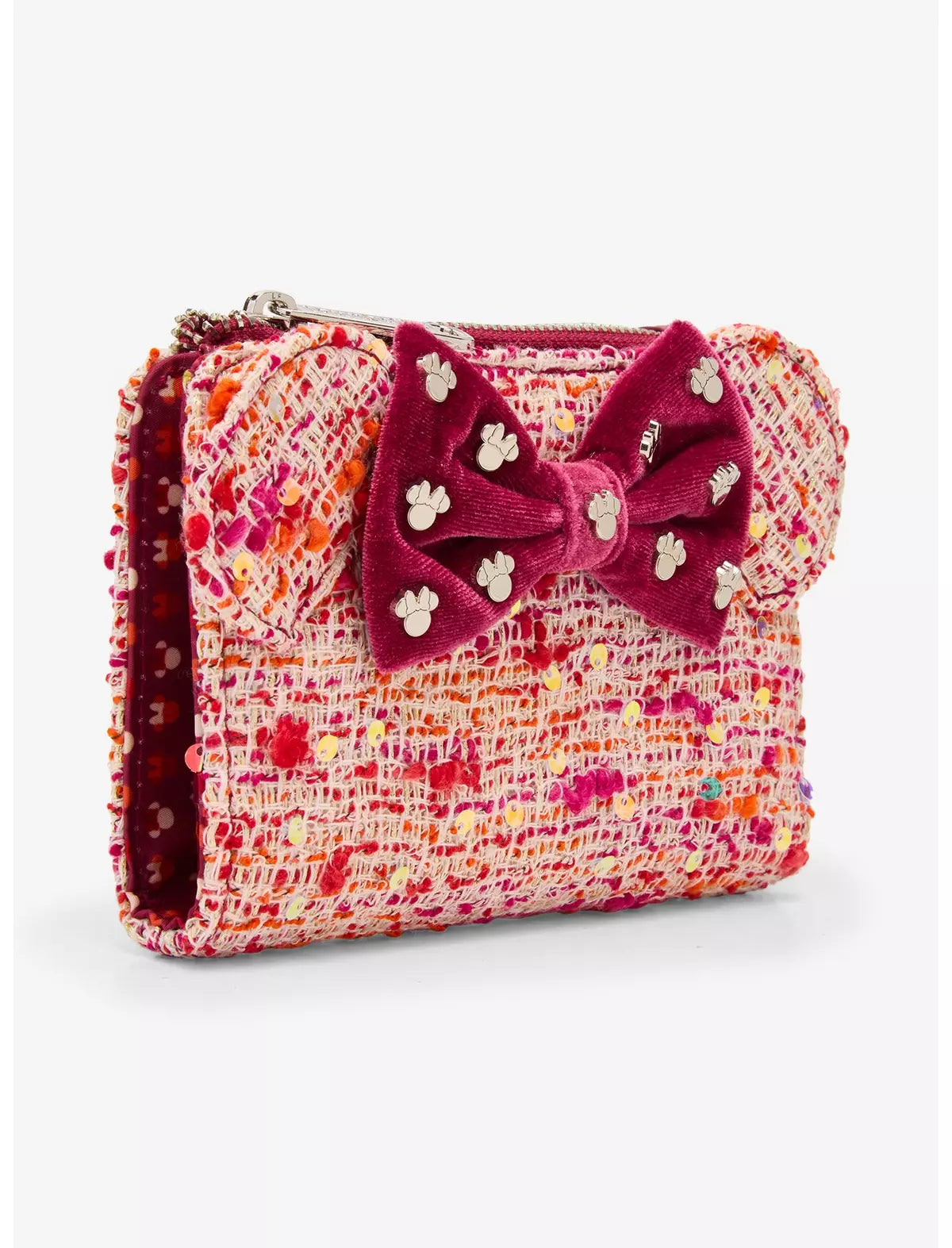 Loungefly Disney Pink Bouclé Fabric Minnie Mouse Ears Wallet Hard Tag - BoxLunch Exclusive