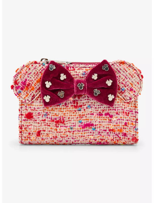 Loungefly Disney Pink Bouclé Fabric Minnie Mouse Ears Wallet Hard Tag - BoxLunch Exclusive