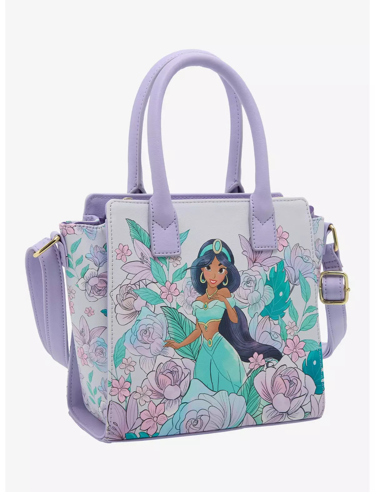 Loungefly Disney Aladdin Princess Jasmine Floral Mini Satchel Bag Soft Tag