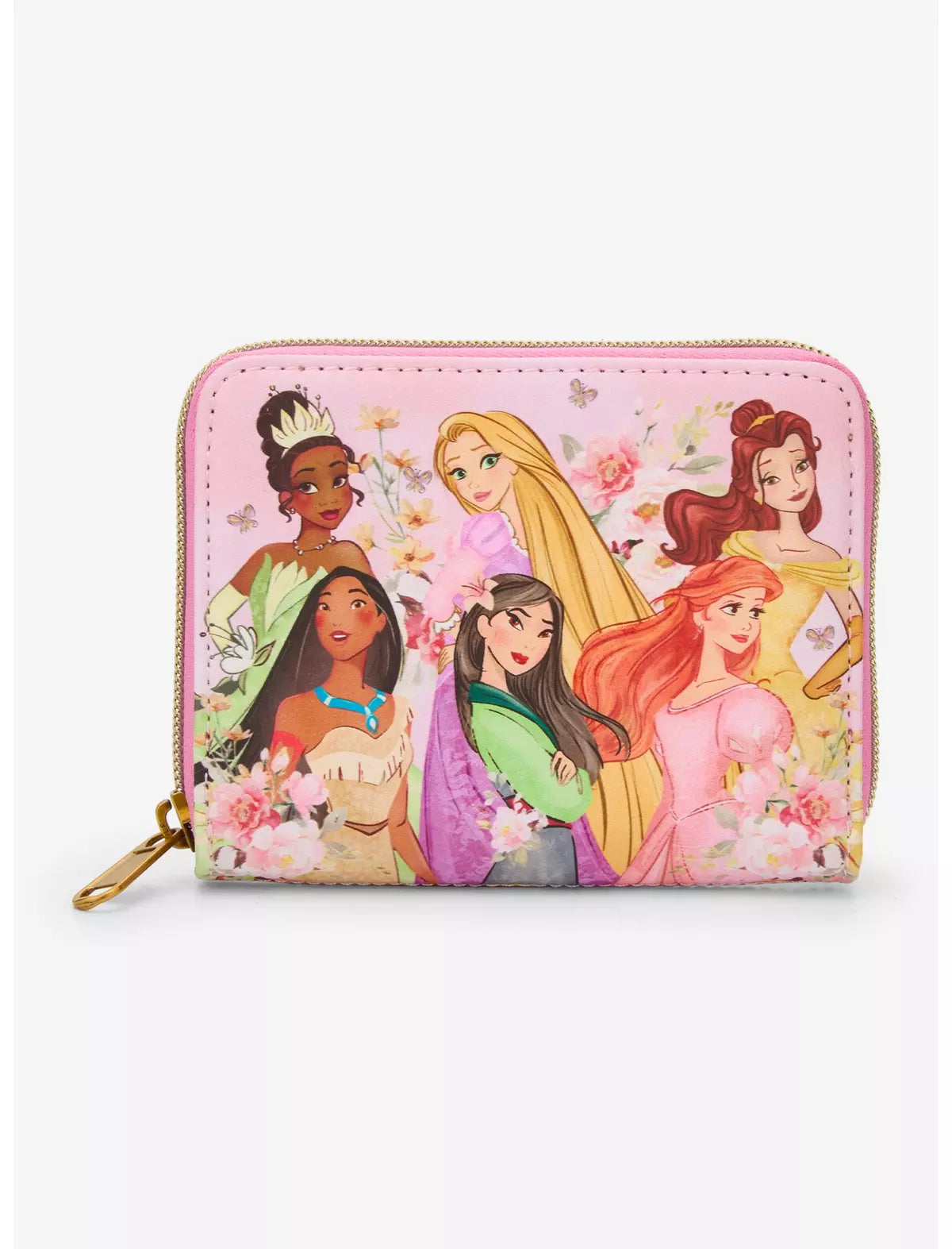Loungefly Disney Princess Group Pink Mini Zipper Wallet Soft Tag