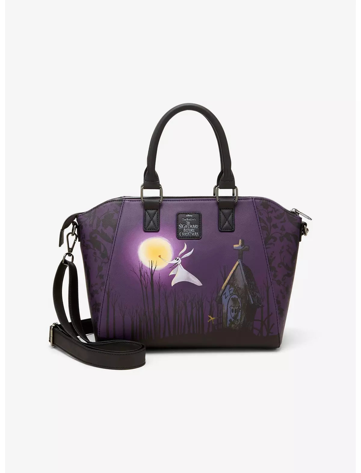 Loungefly Disney Tim Burtons The Nightmare Before Christmas Jack & Sally Heart Moon Satchel Bag Soft Tag