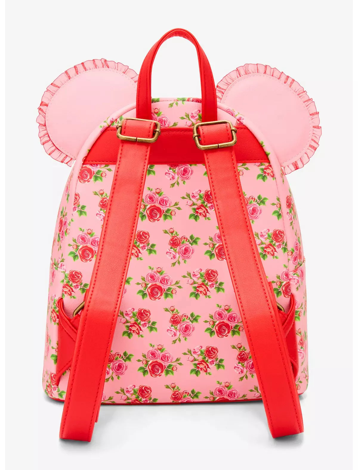 Loungefly Disney Minnie Mouse Pink & Red Roses Figural Mini Backpack Soft Tag