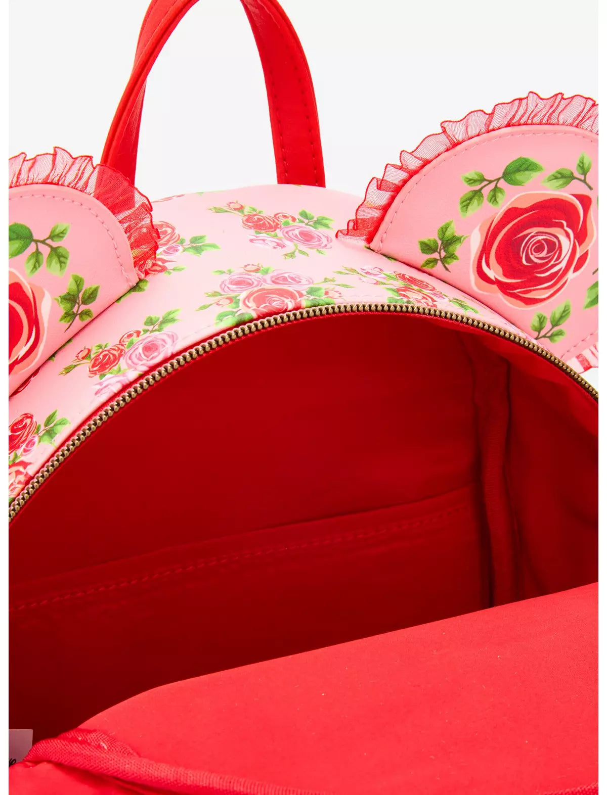 Loungefly Disney Minnie Mouse Pink & Red Roses Figural Mini Backpack Soft Tag