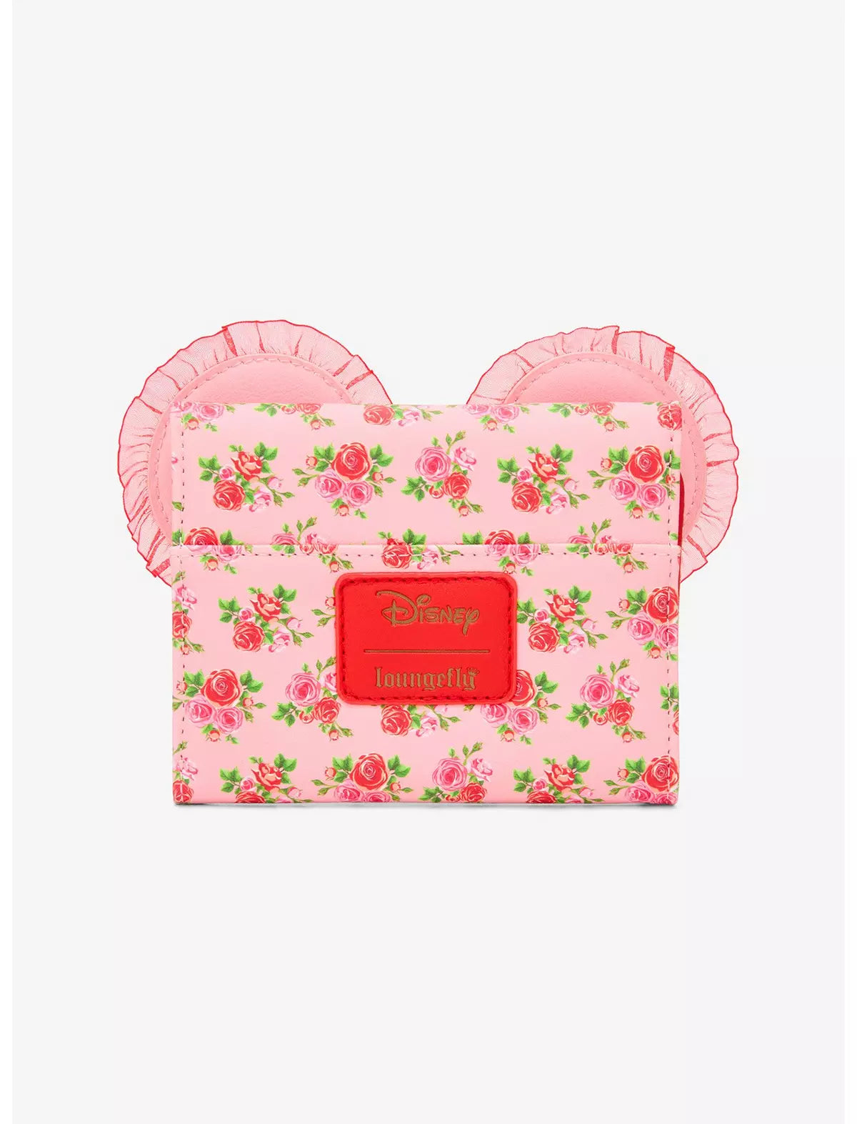 Loungefly Disney Minnie Mouse Pink & Red Roses Figural Mini Flap Wallet Soft Tag
