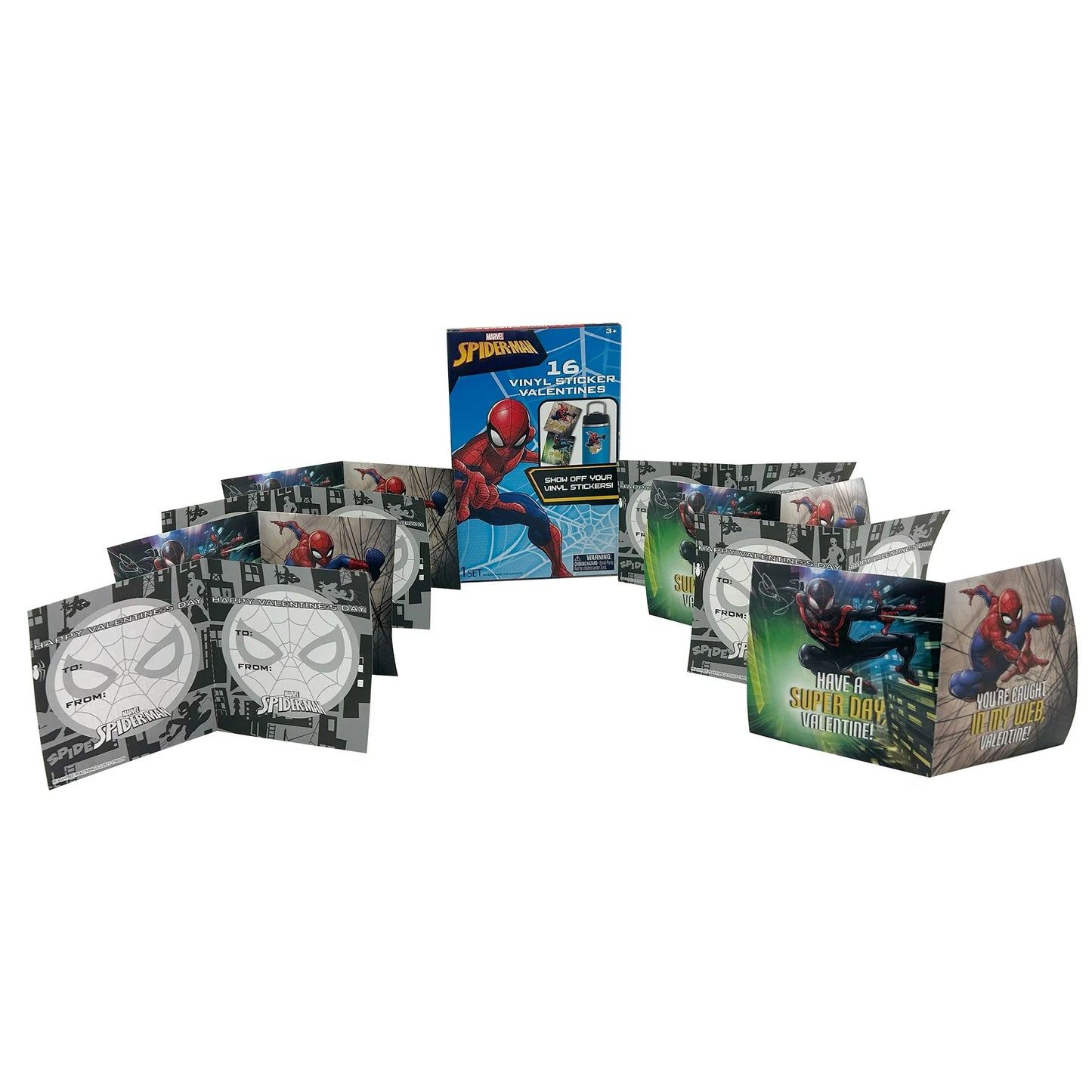 Marvel Spider-Man 16 Pack Valentine's Day Exchange Cards with Vinyl Stickers 1 Set