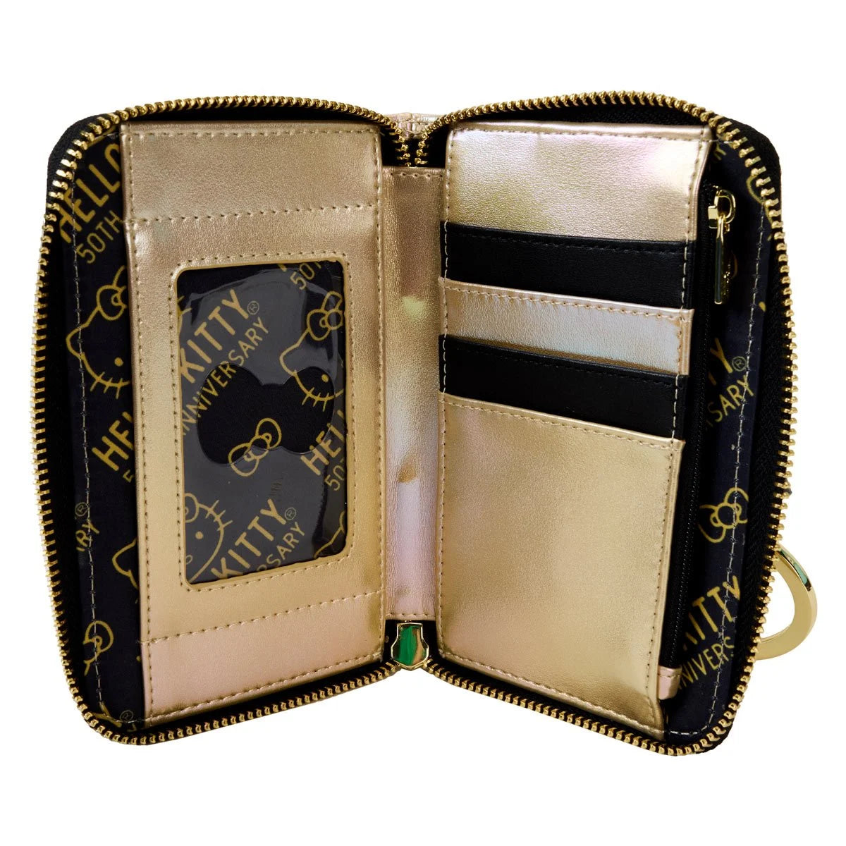 Hello Kitty 50th Anniversary Gold Zip-Around Wallet New with Tags