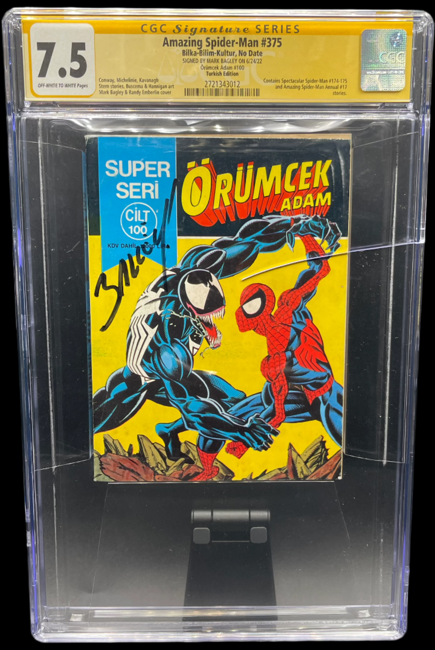 Amazing Spider-Man Vol. 1 #375A 1993 CGC 7.5 Bagley Signature Series Turkish Foreign Edition Marvel Comics