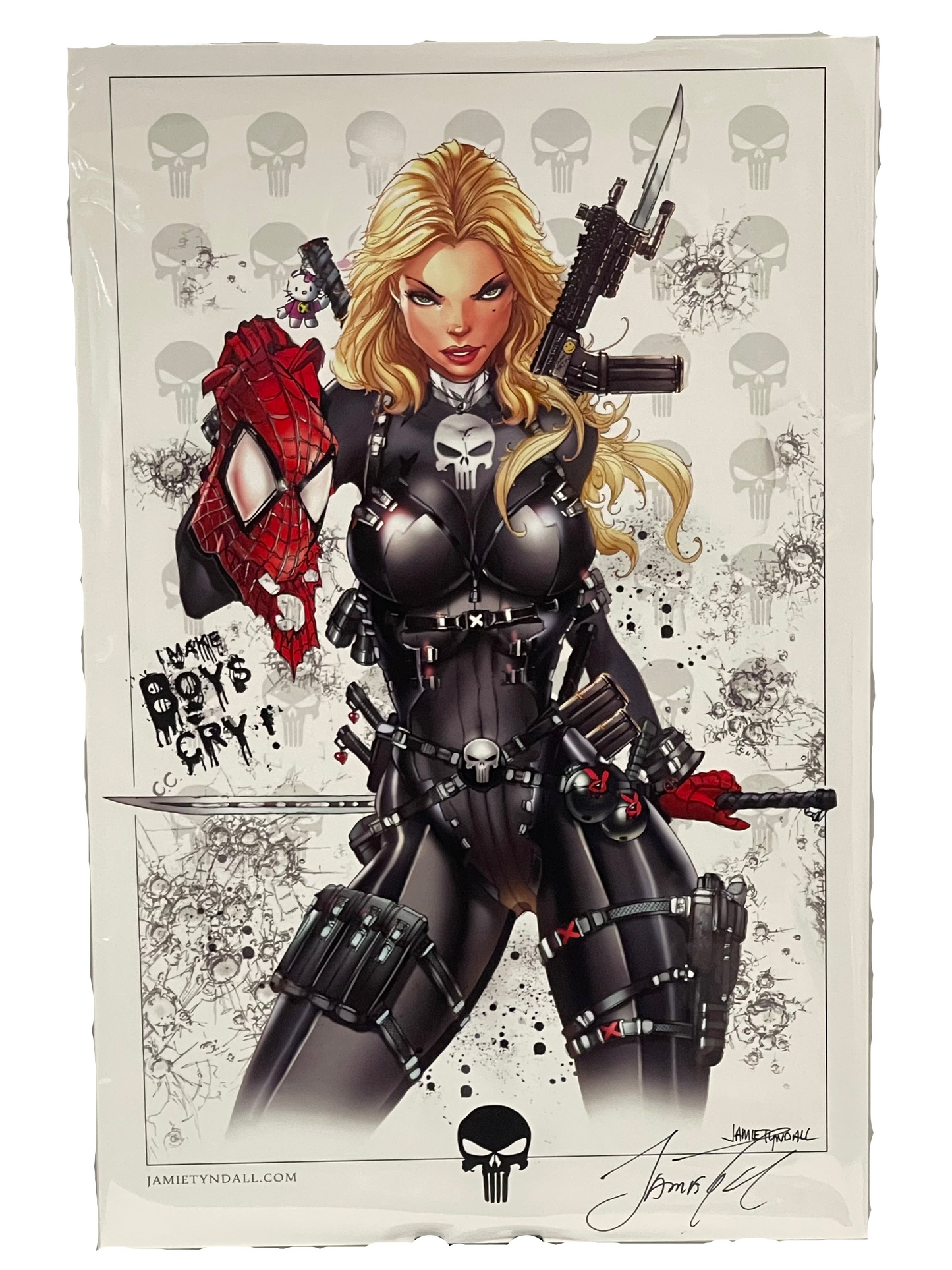 Lady Punisher Marvel Spider-Man Art Print 11 x 17 Signed Jamie Tyndall W/ COA