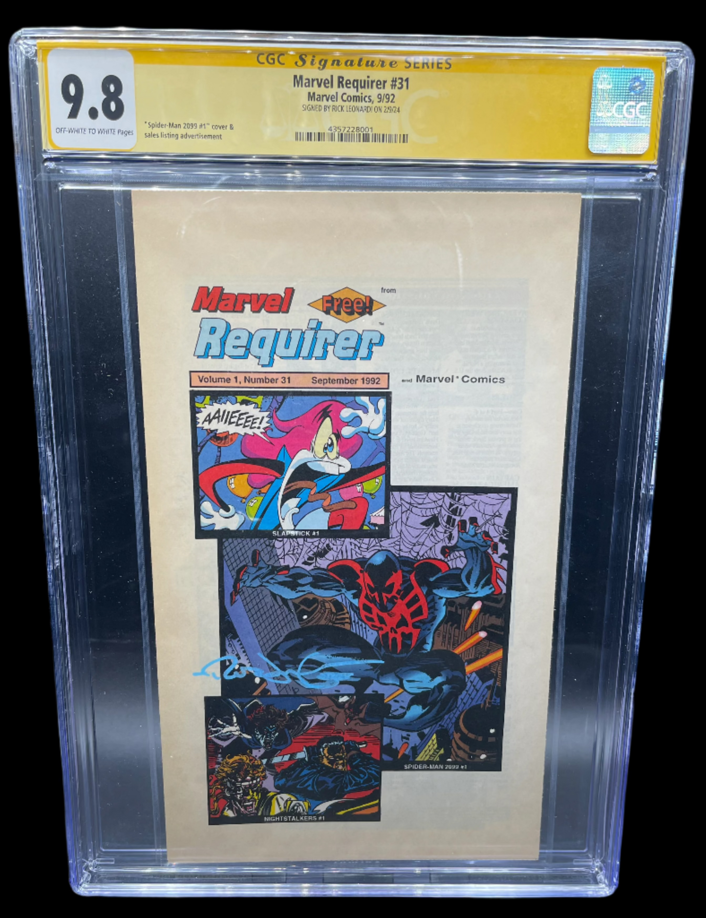Marvel Requirer #31 Vol 1 Marvel Comics CGC 9.8 Signature Series Rare Signed Rick Leonardi