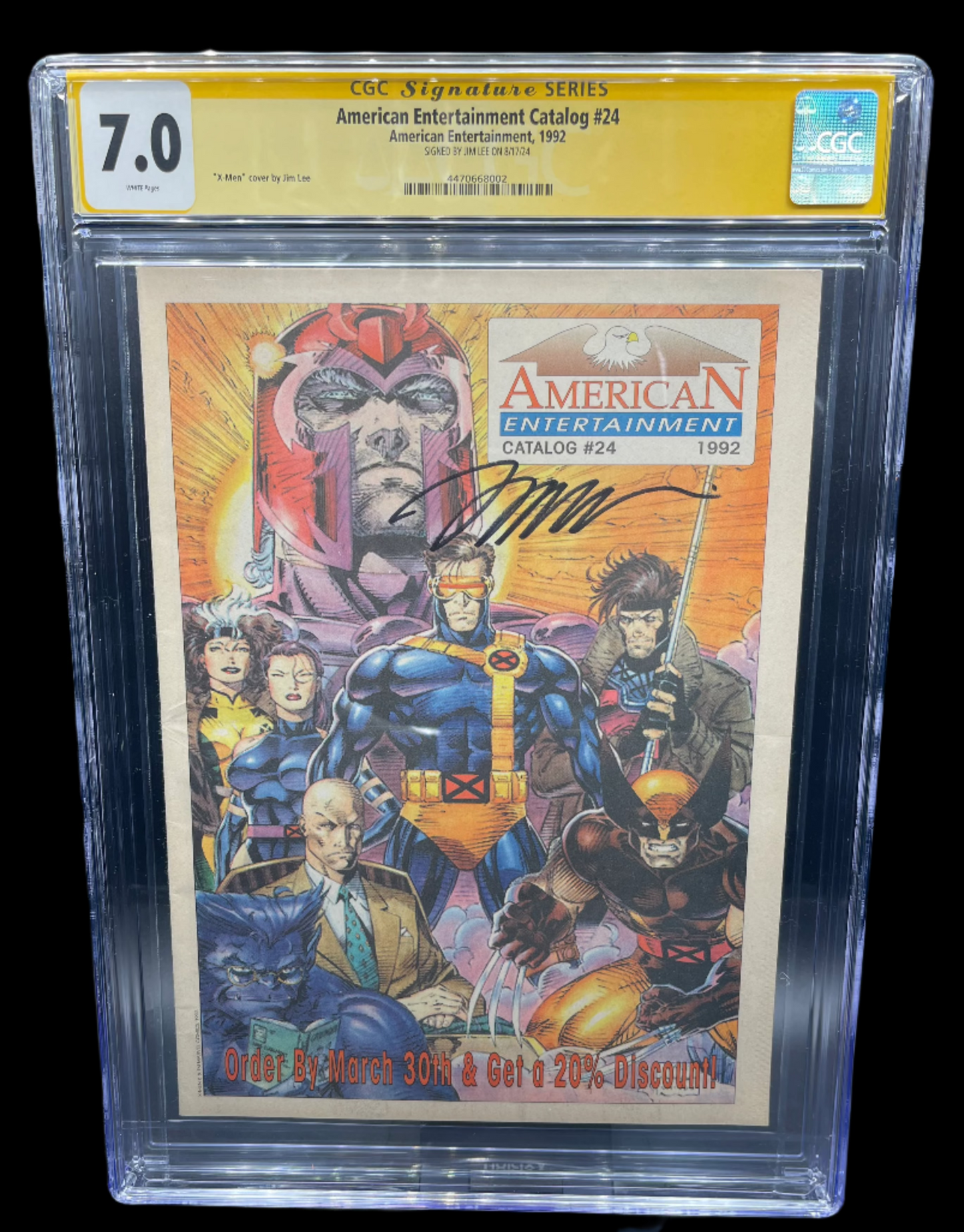 American Entertainment Catalog #24 X-Men Mutant Genesis CGC 7.0 Signature Series Rare AEM Signed Jim Lee