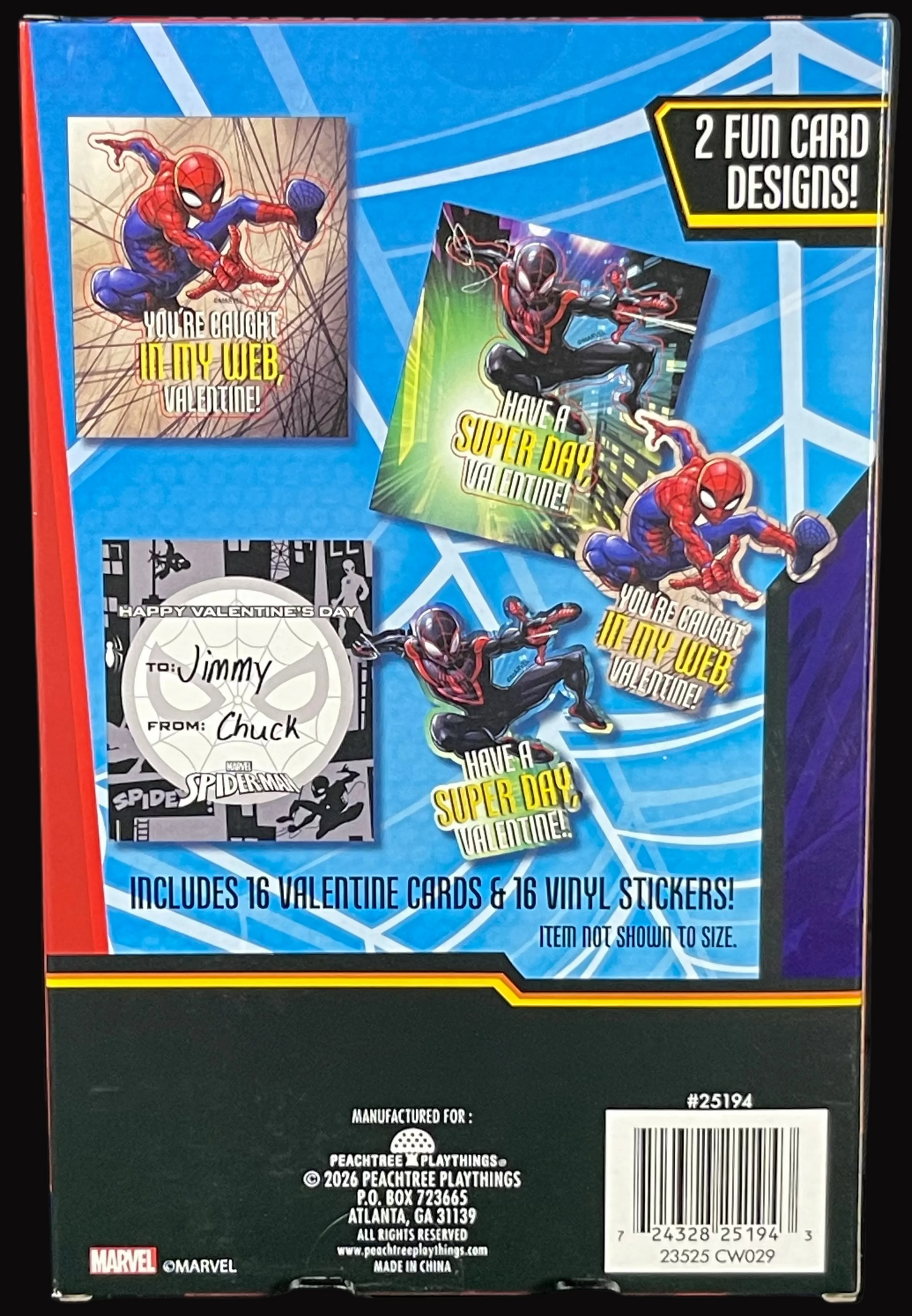 Marvel Spider-Man 16 Pack Valentine's Day Exchange Cards with Vinyl Stickers 1 Set