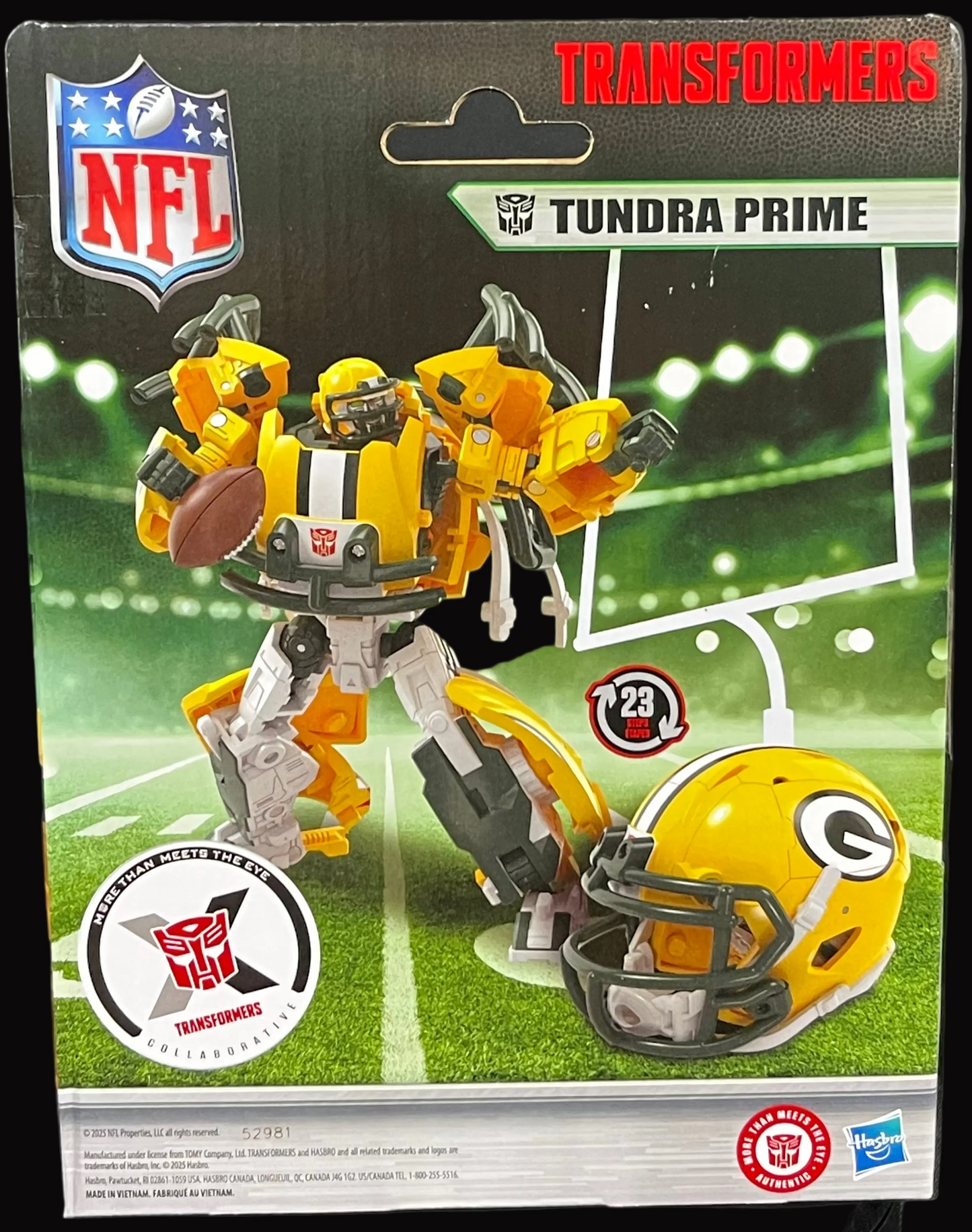 Hasbro Transformers NFL Green Bay Packers Tundra Prime 5.5-Inch Action Figure Change...