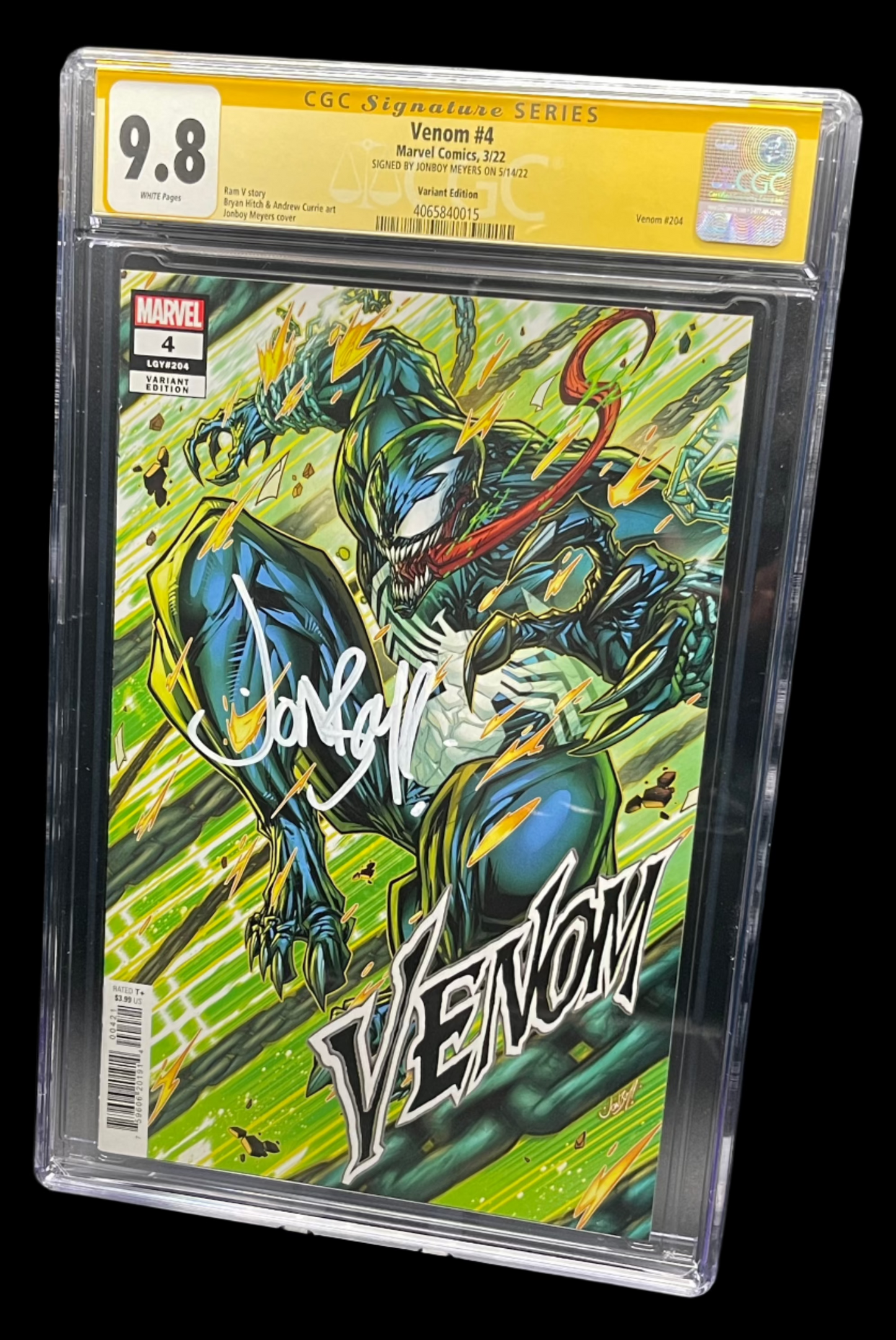 Venom Vol. 5 #4B 2022 CGC 9.8 Signature Series Meyers Incentive 1:25 Variant Cover Marvel Comics