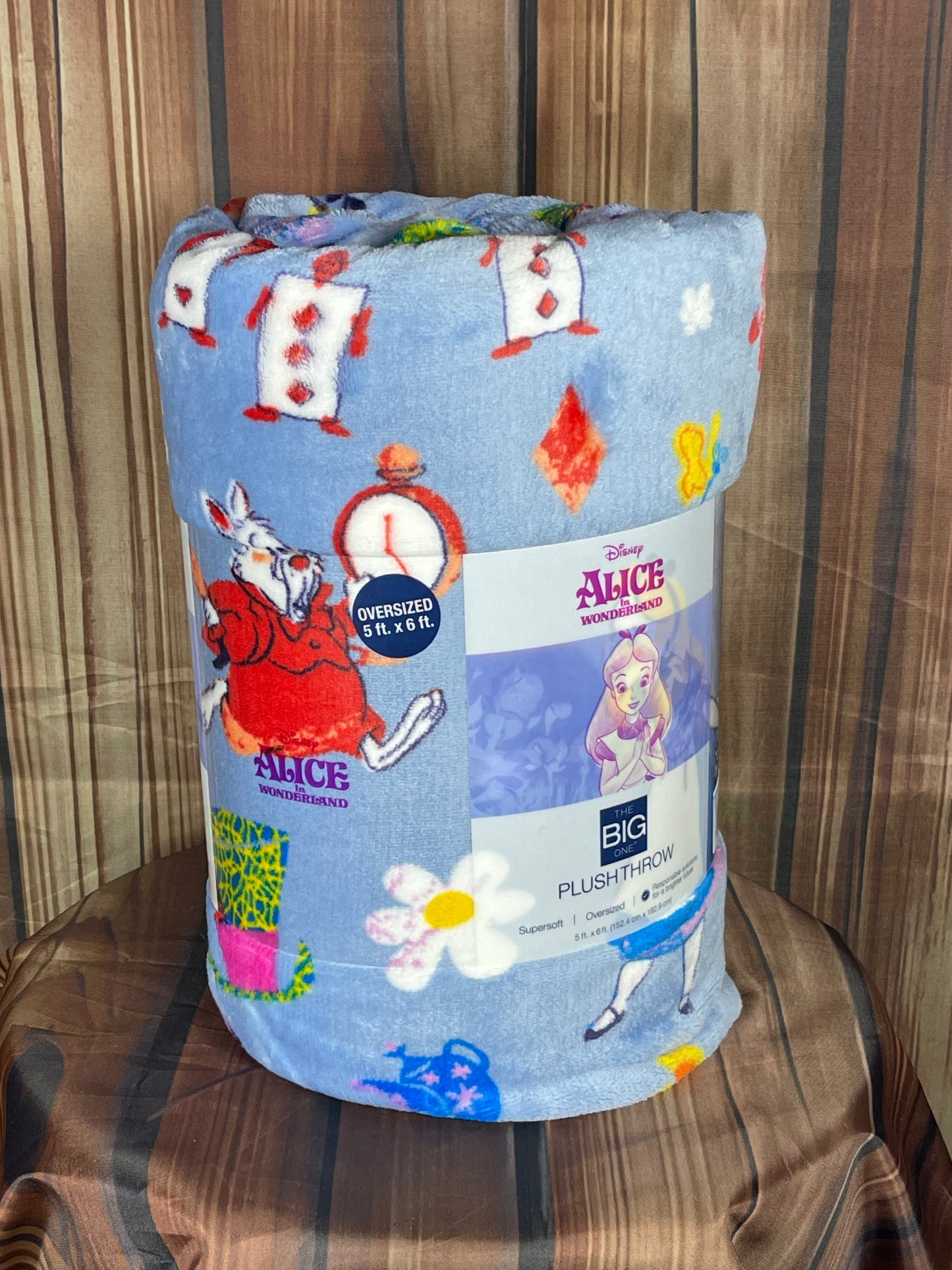 Alice In Wonderland Disney's Oversized 5ft x 6ft Supersoft Printed Plush Throw by The Big One