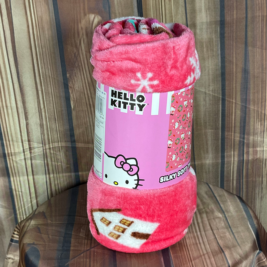 Sanrio Hello Kitty 60" x 46" Silky Soft Throw Plush Blanket Holiday Christmas Festive Kitty New by North West