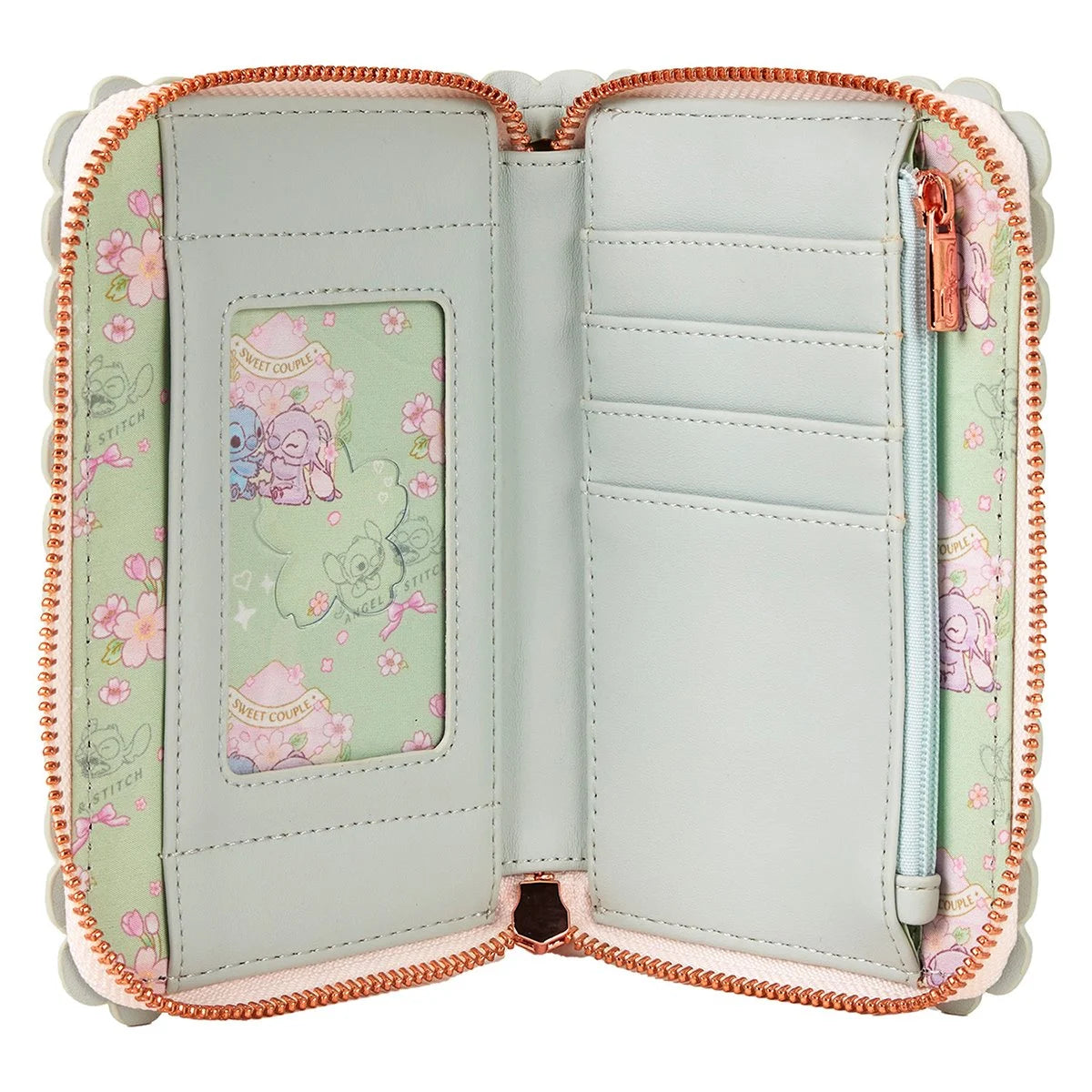 Lilo and Stitch Cute Stitch Cherry Blossom Zip-Around Wallet New with Tags