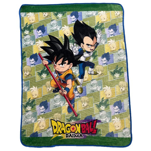 Dragon Ball Daima Goku and Vegeta Comfy Mini Throw Blanket 46" W x 60" H Great Eastern Entertainment