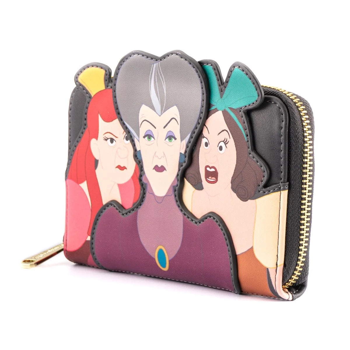 Disney Villains Lady Tremaine, Anastasia, and Drizella Zip-Around Wallet New with Tags
