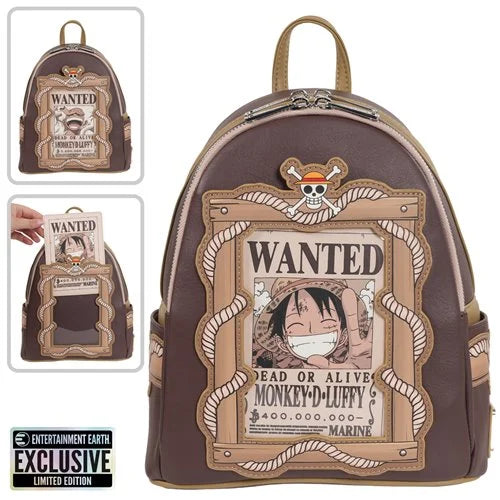 Loungefly One Piece Wanted Dead or Alive Monkey D. Luffy Mini-Backpack - Entertainment Earth Exclusive Hard Tag